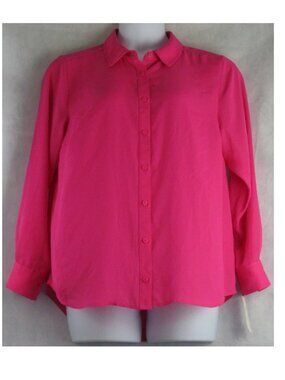 NWT On 34th Women's Plus Size Button-Front Blouse, Fuchsia Purple, 0X